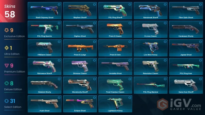EU-Turkey 58 Skins > x2 Radiant Buddy  EP7 Radiant Champions 2023 Vandal Ruination Phantom XERØFANG Knife Prelude to Chaos Vandal  99062382