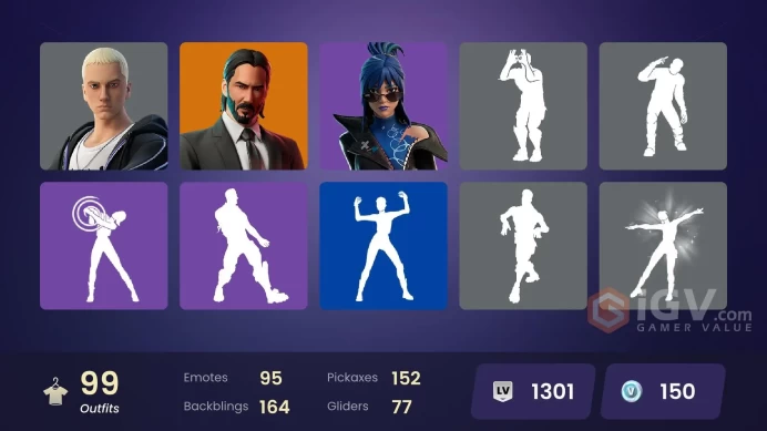 ACC054 Fortnite Account [PC] 99 skins | Wanderlust | Spectra Knight | Omegarok | John Wick | Peter Griffin | Valeria | Mandalorian Warrior | Mys