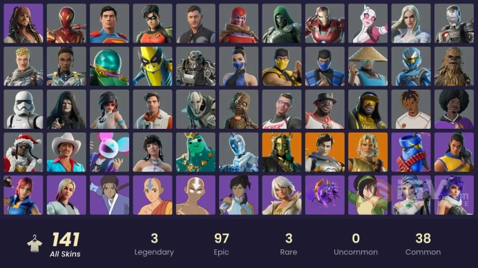 Fortnite Account [PC] 141 skins | Zeus | Hades | Ascendant Midas | Poseidon | Poe Dameron | Apprentice Evie | Wookiee Team Leader | General Grie