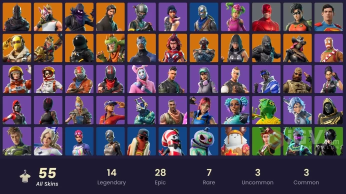 [PC] 55 skins | Black Knight | Sparkle Specialist | The Reaper | Blue Squire | Royale Knight | Elite Agent | Blue Striker | Enforcer | 100 VB