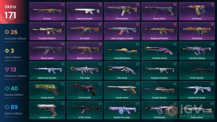 [Brasil] 171 Skins | 14 Knife | Full Acces | Champions 2021 Vandal / Champions 2023 Kunai / Champions 2023 Vandal / Champions 2022 Phantom |