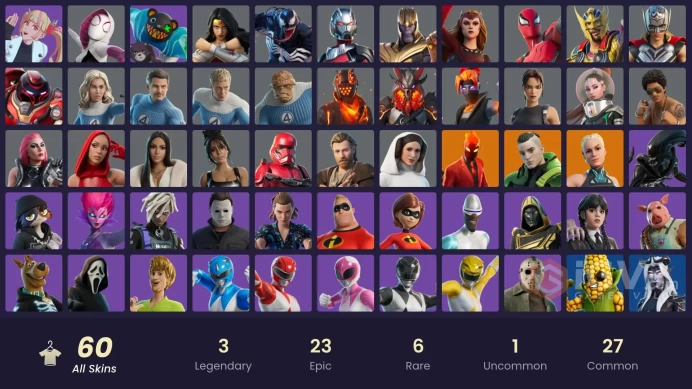 [ALL PLATFORMS]-120.000 V-BUCKS SPEND-Iron Man Zero-KAWS Skeleton-Thor Odinson-Ghost Face-Wonder Woman-Lara Croft (2000s)-Ant-Man-FULL ACCESS-