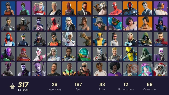 [PSN/XBOX/PC/NINT] 318 Skins | Candy Axe | Rage | TNTINA / Brutus / Meowscles / Midas (Fully Golden) | Ghoul Trooper | John Wick | Psycho Bandit