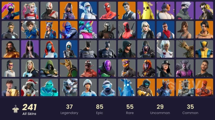 [PSN/XBOX/PC/NINT] 241 Skins | Kratos | Lara Croft | Chun-Li | Glow | Modena Icon | Reaper Axe | Candy Axe | Major Glory | Rage | Galaxia
