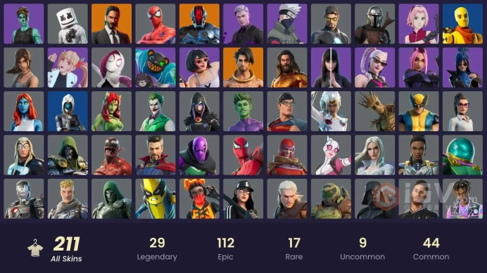 [XBOX,PC,NINT] 211 Skins | Candy Axe | Reaper Axe | John Wick | Ghoul Trooper | Lara Croft | Geralt of Rivia | Doom Slayer | Ruby Shadows
