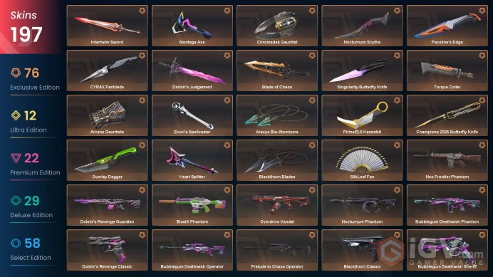 EU-Turkey 197 Skins > Divergence Vandal  Champions 2025 Vandal Evori's Spellcaster Blackthorn Blades Phaseguard Vandal Mystbloom Vandal 99062692