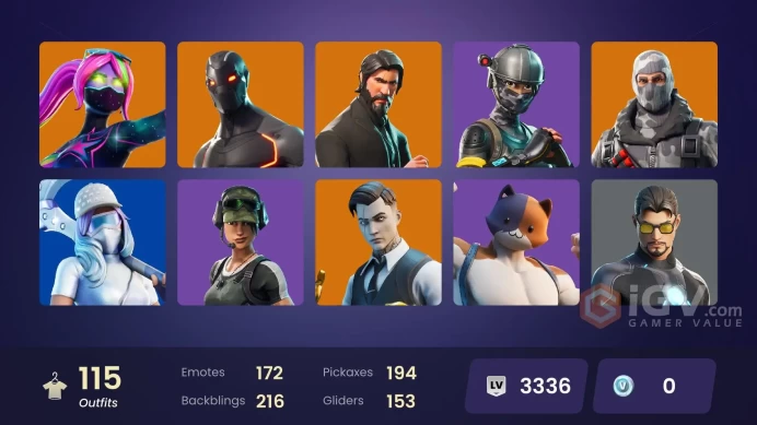 115 Skins - Mail Access - The Reaper - Take the L - Gold Midas - Gold Brutus - 108 Purchased Emotes - Trailblazer - Freestylin - 