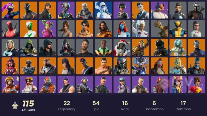 115 Skins - Mail Access - The Reaper - Take the L - Gold Midas - Gold Brutus - 108 Purchased Emotes - Trailblazer - Freestylin - 