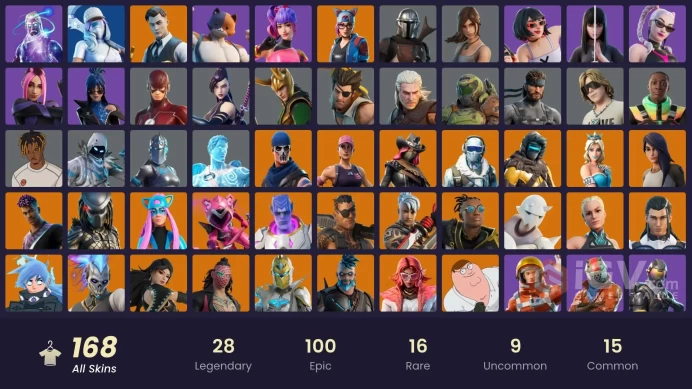 168 Skins - Mail Access - Galaxy - Take the L - Deluxe STW -  29 Purchased Skins - The Kid Laroi - Dream - Frozen Pack