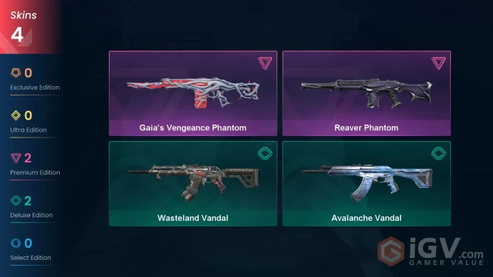 [EU] 4 SKINS | 0 KNIFES | 15 AGENTS | Reaver Phantom, Gaia's Vengeance Phantom, Wasteland Vandal, Avalanche Vandal | ~ 6,100 VP Inventory value