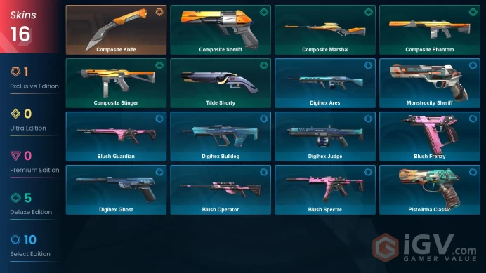 [EU] 16 SKINS | 1 KNIFES | 8 AGENTS | Composite Knife, Composite Sheriff, Composite Marshal, Composite Phantom | Ranked Ready