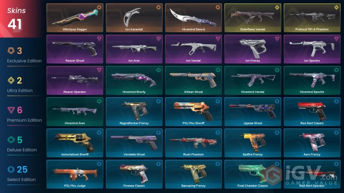 80 EU/TR Market & 41 Skins & Ion 2.0 Sett-GP Dagger-Elderflame Vandal -Protocol Phantom-Reaver Operator-Reaver Ghost & Instant Delivery