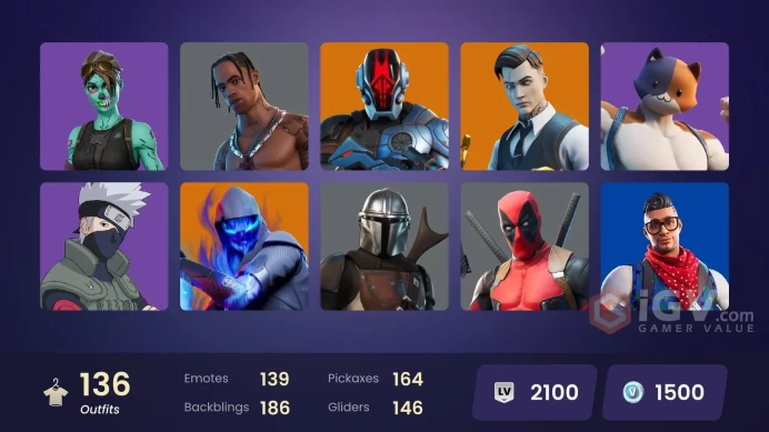 [PC/PSN/XBOX] 136 skins | OG STW | Blue Team Leader | Travis Scott | Astro Jack | Gold TNTina | Gold Meowscles | Gold Midas | Naruto Uzumak