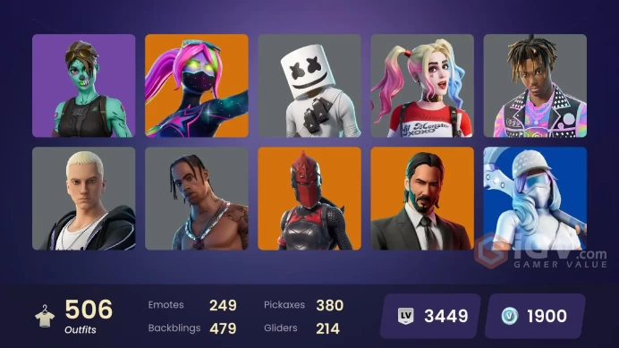 [PC/PSN/XBOX] 506 skins | Travis Scott |  Polo Prodigy | Dark Skully |  Laugh It Up| Reaper Axe | Shady Doggo | Verve | 1900 VB