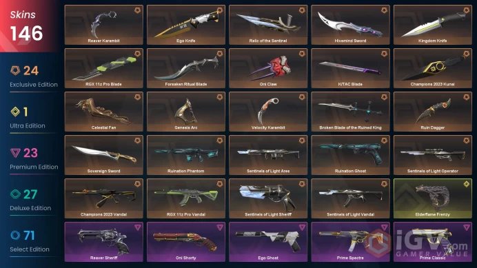 [NA] 146 Skins | 16 Knife | Full Acces | Champions 2023 Kunai / Champions 2023 Vandal / Ruin Dagger / Reaver Karambit |