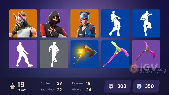18 Skins - Mail Access - Ikonik - Scenario - Drift Stage 5 - Lynx - Orange Justice - Calamity - Sun Strider