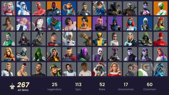 PC/PSN/Xbox/Nintendo 267 skins Leviathan Axe | Pitch Patroller | Heron Stance Hero | Dummy Supreme | Menace | Midas Rex | Raz | Ronin | Oblivion