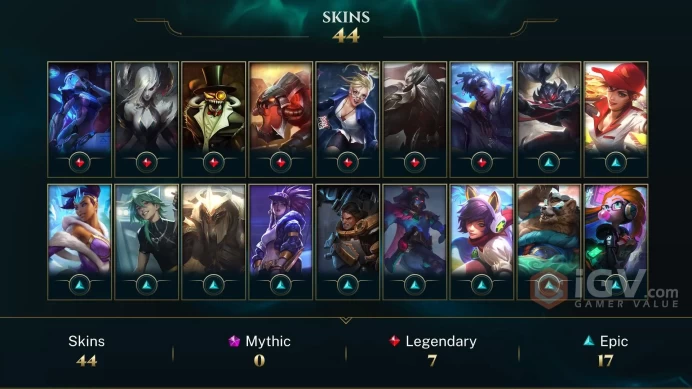 | LAN | 44 SKINS | GOLD 3 | 131 CHAMPIONS | 170 LEVEL | INSTANT DELIVERY | FULL ACCESS | G1N90 |
