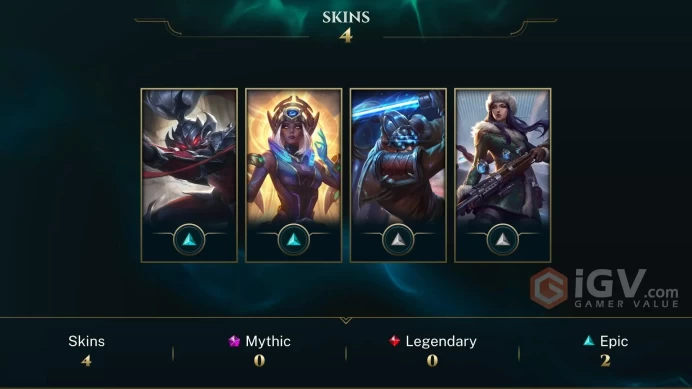 | NA | 4 SKINS | IRON 1 | 50 CHAMPIONS | 36 LEVEL | INSTANT DELIVERY | FULL ACCESS | G4xfl |