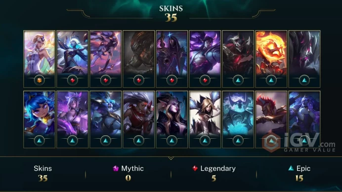 | LAS | 36 SKINS | IRON 1 | 161 CHAMPIONS | 145 LEVEL | INSTANT DELIVERY | FULL ACCESS | G63fQ |