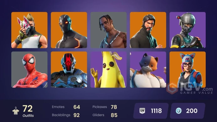 FA / 69 SKINS / TRAVIS SCOTT / THE REAPER / ELITE AGENT / PRODIGY / BLUE STRIKER / STAGE 5 / STAGE 4 / GOLD / STAGE 4 /