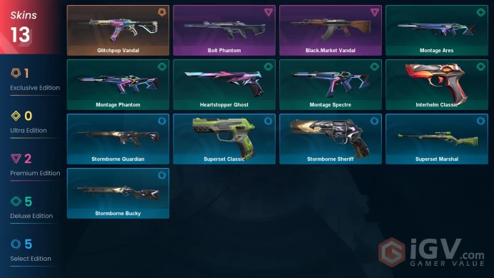 AP 5 skins | Glitchpop Vandal | Bolt Phantom | Black.Market Vandal | Heartstopper Ghost | Interhelm Classic | V0211