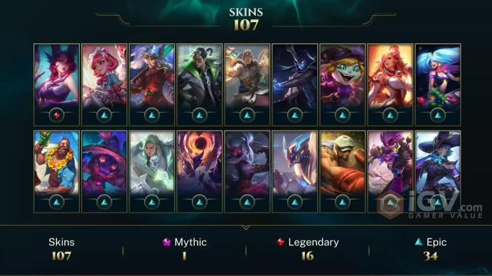 SG 105 Skins 172 Champs | Mecha Rengar | Lunar Guardian Nasus | Little Knight Amumu | Dark Star Malphite | Academy Ekko | LOL0025