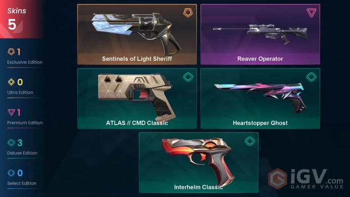 LATAM 5 skins | Reaver Operator | Sentinels of Light Sheriff | ATLAS // CMD Classic | Heartstopper Ghost | Interhelm Classic | V0497