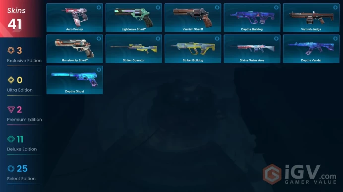NA 41 skins | Recon Balisong | Reaver Vandal | Glitchpop Phantom | Prosperity | Reaver Sheriff | Sandswept Sheriff | Artisan Phantom | V0556