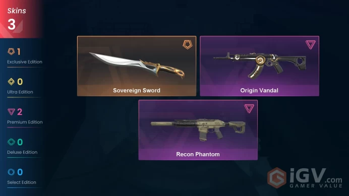 LA | 3 skins | Sovereign Sword | Origin Vandal | Recon Phantom | Z6907