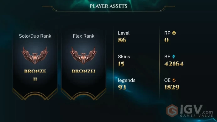 EUW | RP 0 | BE 42164 | BRONZE II | Masque of the Black Rose Elise | Lunar Guardian Nasus | Warden Jax | Victorious Twisted Fate | Super | L0065