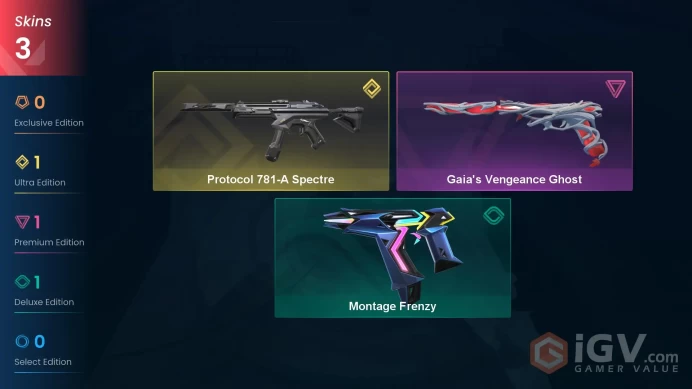 EU | 3 skins | Protocol 781-A Spectre | Gaia's Vengeance Ghost | Montage Frenzy | B9263
