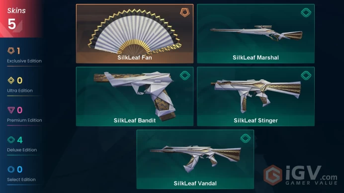 AP | 5 skins | SilkLeaf Fan | SilkLeaf Marshal | SilkLeaf Stinger | SilkLeaf Vandal | SilkLeaf Bandit | Q4634