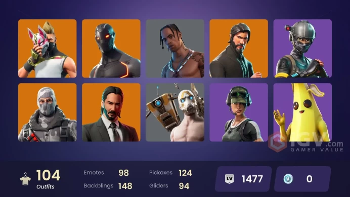 FA / 104 SKINS / TRAVIS SCOTT / THE REAPER / ELITE AGENT / SUB COMMANDER / PRODIGY / TRAILBLAZER / BLUE STRIKER / OG STW /