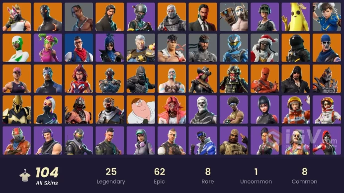 FA / 104 SKINS / TRAVIS SCOTT / THE REAPER / ELITE AGENT / SUB COMMANDER / PRODIGY / TRAILBLAZER / BLUE STRIKER / OG STW /