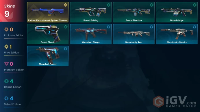 EU | VP 25 | LVL 49 | Radiant Entertainment System Phantom | Bound Judge | Bound Phantom | Bound Classic | Bound Bulldog | Monstrocity S | V0350