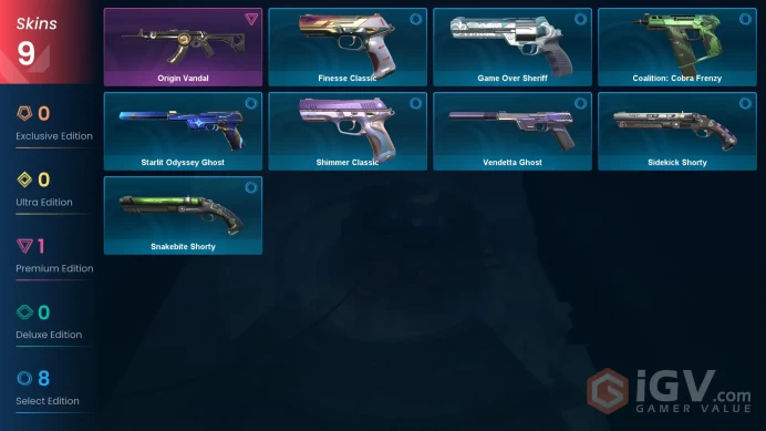 AP | VP 118 | LVL 131 | Origin Vandal | Coalition: Cobra Frenzy | Game Over Sheriff | Shimmer Classic | Vendetta Ghost | Starlit Odyssey | V0420