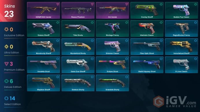 AP | VP 0 | LVL 323 | Reaver Phantom | Oni Vandal | XERØFANG Vandal  | Bubble Pop Classic | Montage Frenzy | Solarex Sheriff | Tilde Sho | V0517