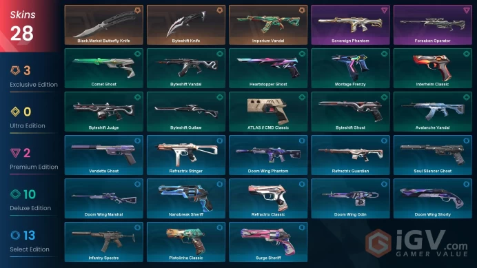 AP | VP 155 | LVL 273 | Black.Market Butterfly Knife | Byteshift Knife | Imperium Vandal | Sovereign Phantom | Forsaken Operator | Comet | V0442