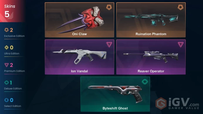 EU | VP 675 | LVL 46 | Oni Claw | Ruination Phantom | Reaver Operator | Ion Vandal | Byteshift Ghost | V0703