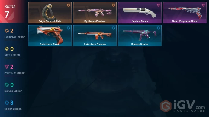 EU | VP 190 | LVL 22 | Mystbloom Phantom | Origin Crescent Blade | Neptune Shorty | Gaia's Vengeance Ghost | Rupture Spectre | Switchbac | V0697