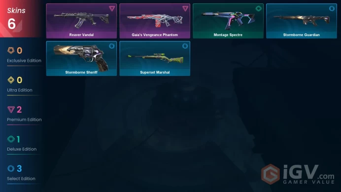 LA | VP 2111 | LVL 17 | Gaia's Vengeance Phantom | Reaver Vandal | Montage Spectre | Superset Marshal | Stormborne Guardian | Stormborne | V0707