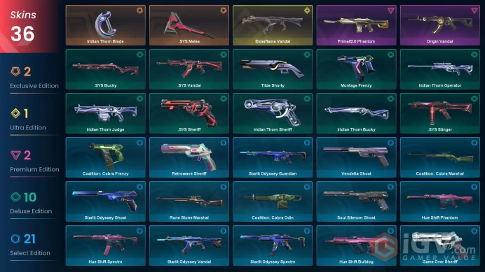 EU | VP 75 | LVL 230 | Elderflame Vandal | .SYS Melee | Iridian Thorn Blade | Prime//2.0 Phantom | Origin Vandal | Iridian Thorn Operato | V0591