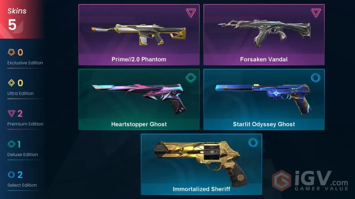 EU | VP 200 | LVL 76 | Forsaken Vandal | Prime//2.0 Phantom | Heartstopper Ghost | Starlit Odyssey Ghost | Immortalized Sheriff | V0783