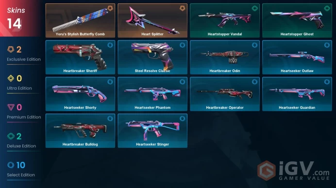 EU | VP 133 | LVL 50 | Heart Splitter | Yoru's Stylish Butterfly Comb | Heartstopper Vandal | Heartstopper Ghost | Heartseeker Guardian | V0784