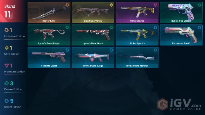 AP | VP 178 | LVL 113 | Elderflame Vandal | Reaver Knife | Prime Spectre | Lycan's Bane Ghost | Lycan's Bane Stinger | Bubble Pop Classi | V0546