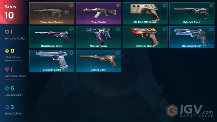 AP | VP 675 | LVL 315 | Primordium Phantom | Prime Vandal | Heartstopper Ghost | ATLAS // CMD Classic | Montage Frenzy | Interhelm Class | V0855