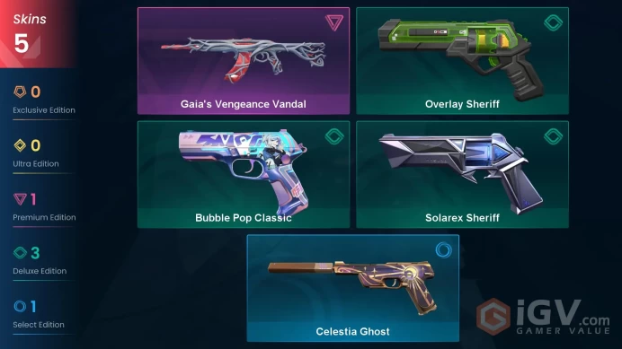AP | VP 373 | LVL 95 | Gaia's Vengeance Vandal | Overlay Sheriff | Solarex Sheriff | Bubble Pop Classic | Celestia Ghost | V0790