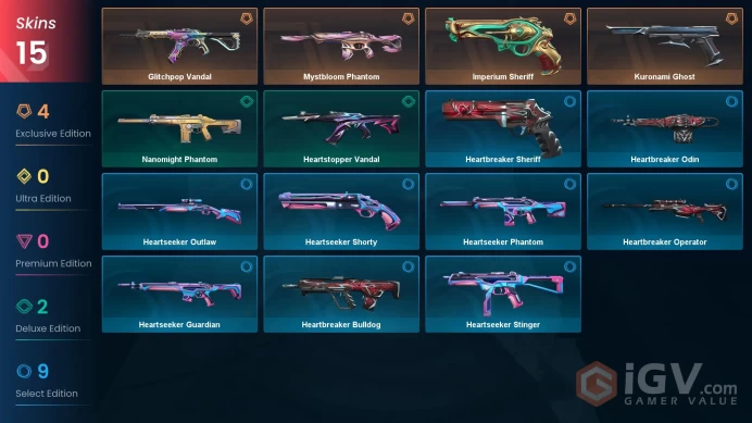 NA | VP 50 | LVL 40 | Glitchpop Vandal | Imperium Sheriff | Mystbloom Phantom | Kuronami Ghost | Nanomight Phantom | Heartstopper Vandal | V0894