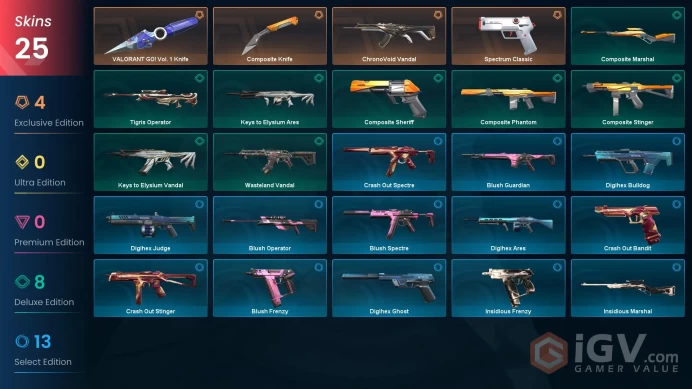 EU | VP 800 | LVL 84 | ChronoVoid Vandal | VALORANT GO! Vol. 1 Knife | Spectrum Classic | Composite Knife | Keys to Elysium Vandal | Was | V0919